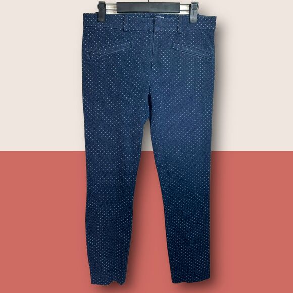 🔵 6R GAP NAVY POLKA DOT SKINNY ANKLE PANTS STRETCHY - Picture 2 of 5